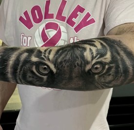 Realism, Black and Grey Realism, Tiger Tattoo, Half sleeve, Keene, New Hampshire, Cesar Perez, Best pet portrait artist, Jungle Cat
