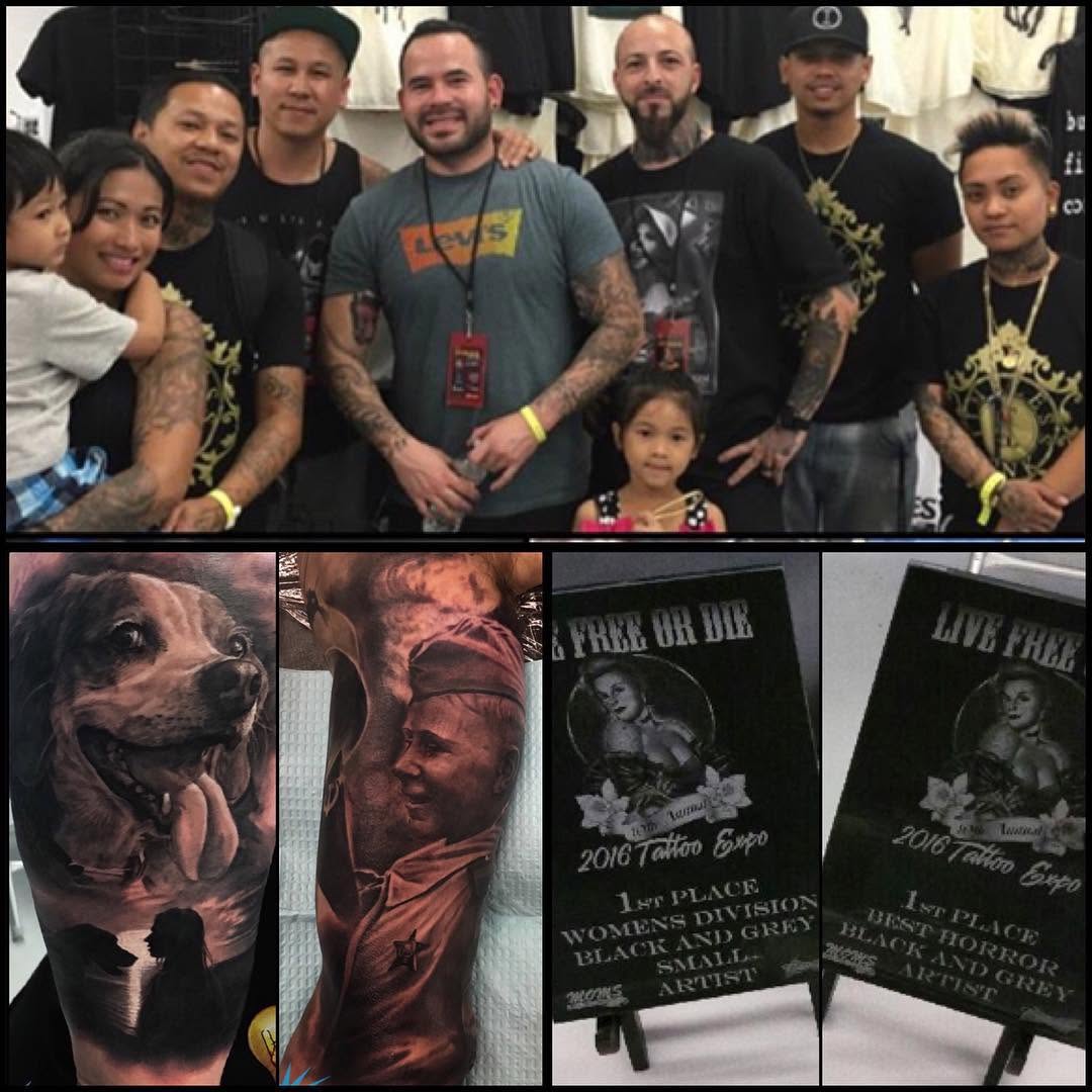 Had a great time at the #livefreeordietattooexpo over the weekend . Spent some time with my good friends @tat2yen @sopha