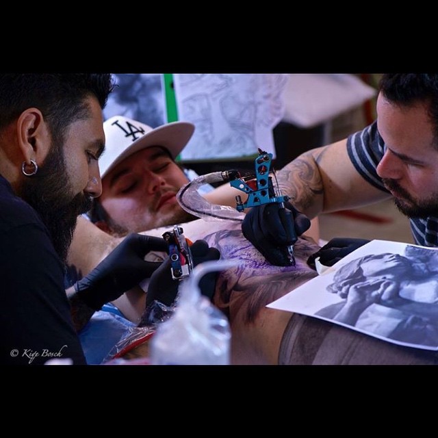 Amazing picture from the litle collaboration tattoo that my good friend @stefanoalcantara and I did this past weekend on