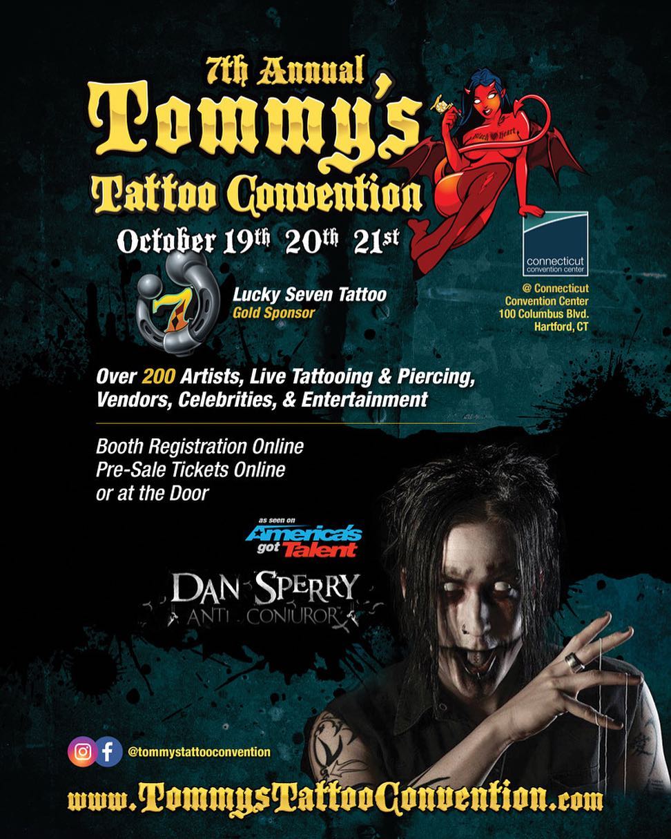 Join us at @tommystattooconvention Oct. 19-21 at the Hartford CT Convention Center for the best tattooing & entertainmen