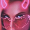 30"x14.5" Love Hurts Art Print - Neon Devil Femme Fatale Female Portrait - Image 2