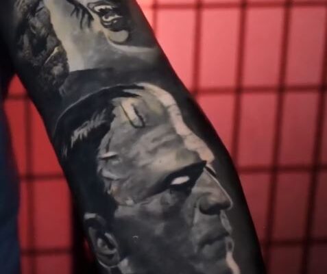 Full Sleeve, Horror inspired, Vintage horror, Frankenstein, Realism Monster, Tattoo, Cesar Perez, Keene, New Hampshire