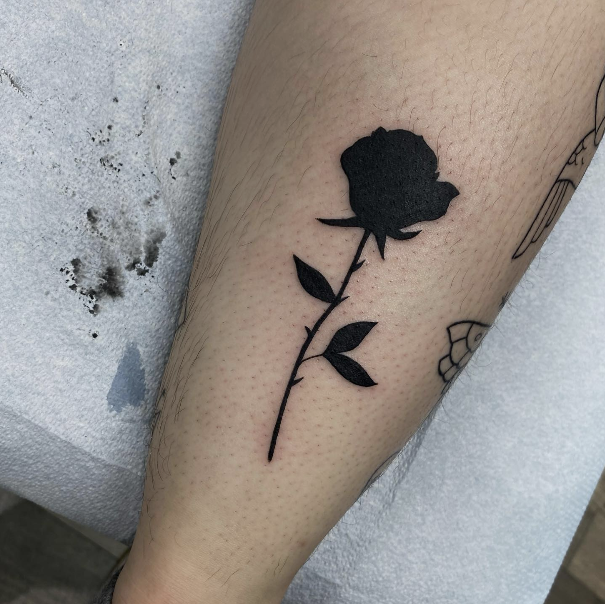 silhouette, rose, apprentice, devynne dlubac, tattoo